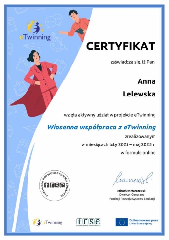 Certyfikat - Anna Lelewska